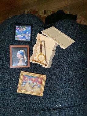 MiniBrands Masterpieces Framed Art Set with Beige Storage Crate and Magnifier